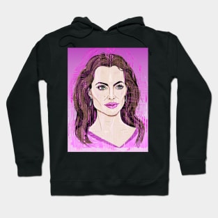 Angelina Jolie, distorted in pink Hoodie